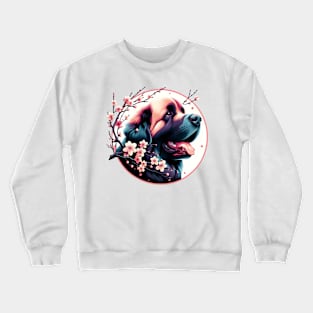 Newfoundland Dog's Spring Joy with Cherry Blossoms Crewneck Sweatshirt